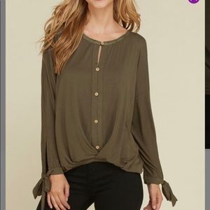 Olive Long sleeve button up top